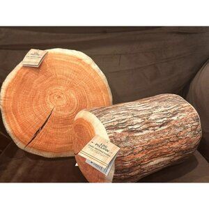 2024 Target Bullseye Set of 2 Wood Log/Slice Velvety Soft Pillows NEW Cabin